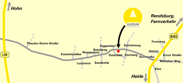 Karte: Lage von Aurum-Express in Elsdorf-Westermühlen